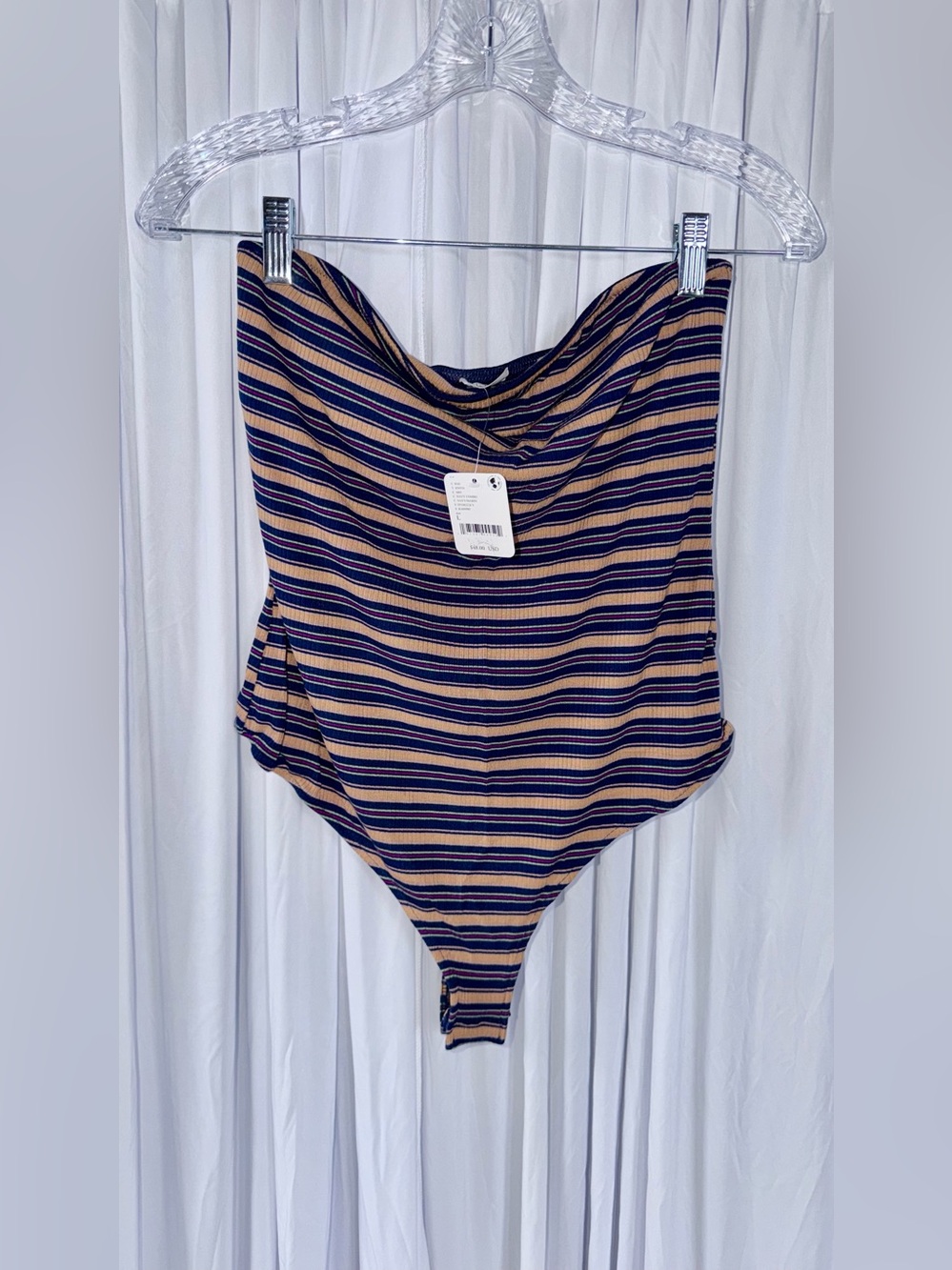 Intimately by Free People Striped Ribbed Strapless Thong Bodysuit